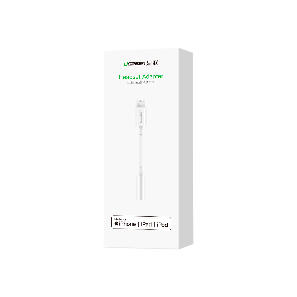 Перехідник Lightning to 3.5 mm 0.1m Headphone Jack Adapter Model US212 white Ugreen (30759) - зображення 2