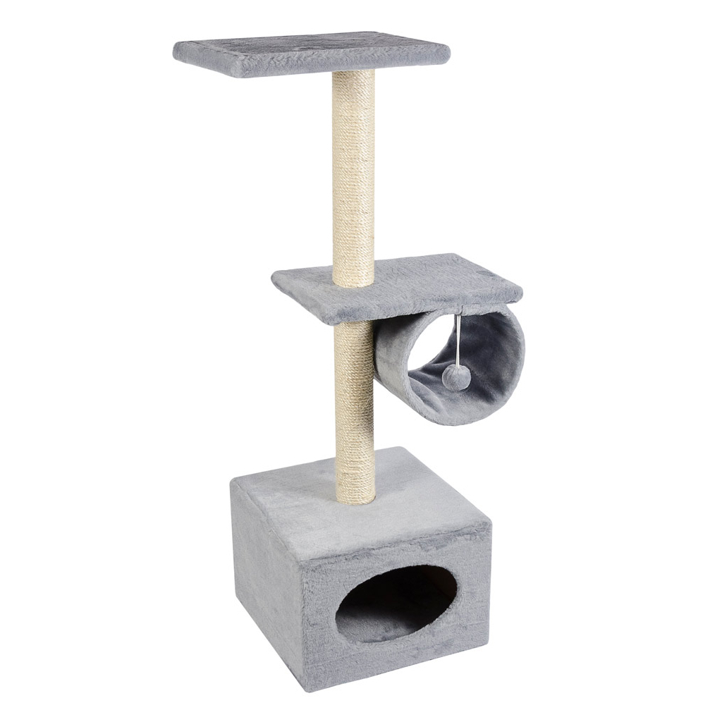 Дряпка (кігтеточка) для котів Природа Д22 з барабаном двоповерхова (сіра) (4820157403266) - зображення 1