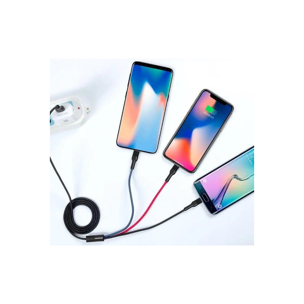 Дата кабель USB 2.0 AM to Lightning + Micro 5P + USB-C 1.2m black XO (XO-NB54-3in1) - зображення 3