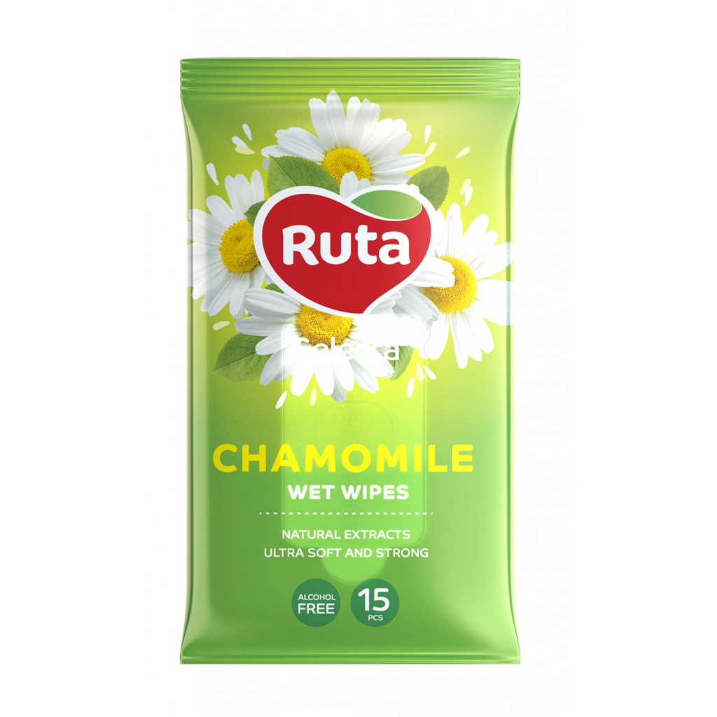 Вологі серветки Ruta Selecta Chamomile з екстрактом ромашки 15 шт. (4820202892410) - зображення 1