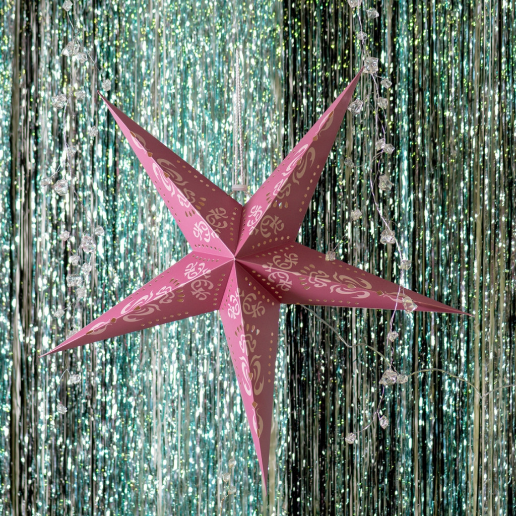 Ялинкова іграшка Novogod`ko Зірка паперова, 3D, пудрово-рожева, 60 см, LED (974217) - зображення 2