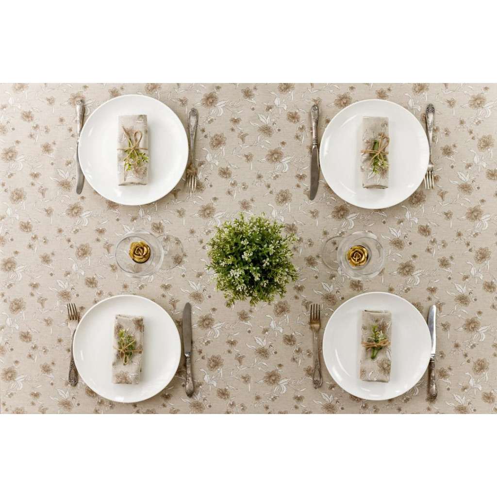 Скатертина Прованс Квіти беж Господиня 180х136 см (4823093450912) - зображення 4
