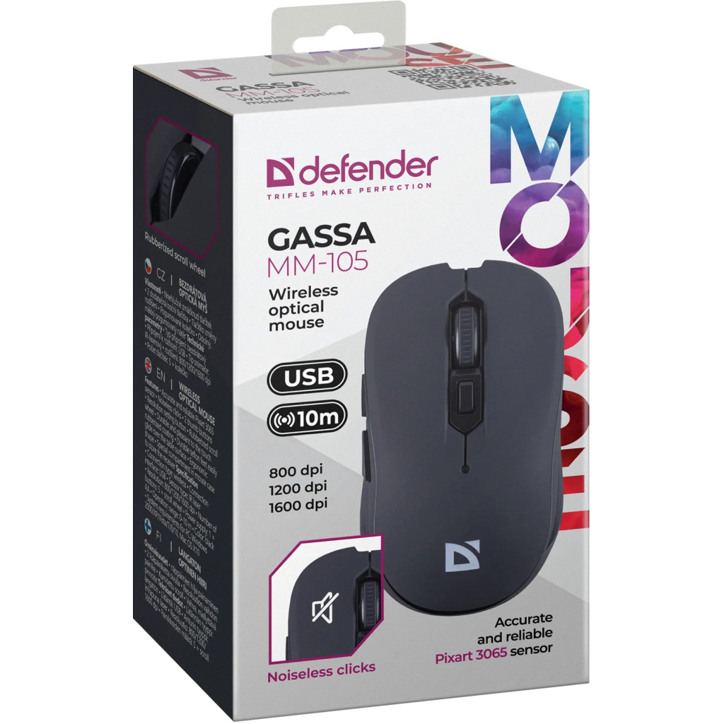 Мишка Defender Gassa MM-105 Wireless Black (52105) - зображення 5