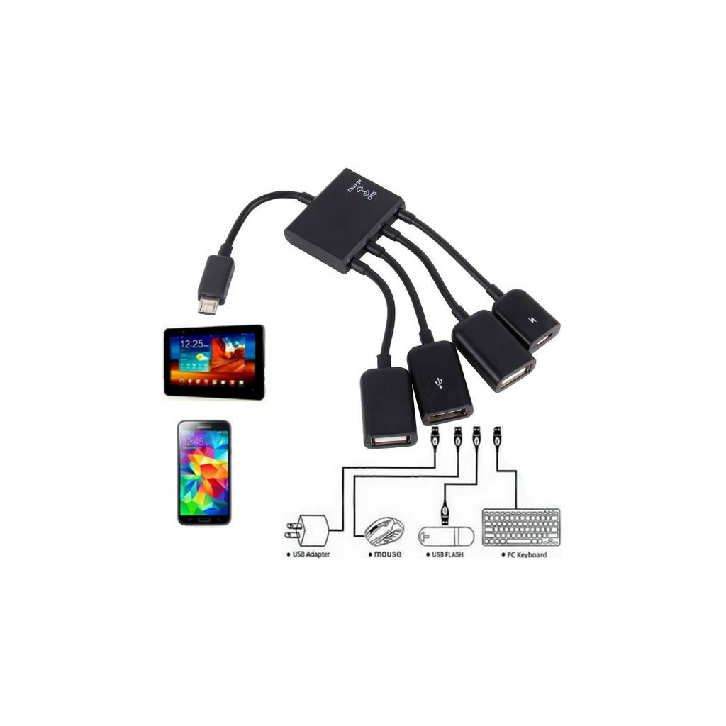 Концентратор Lapara LA-MicroUSB-OTG-HUB black - зображення 7