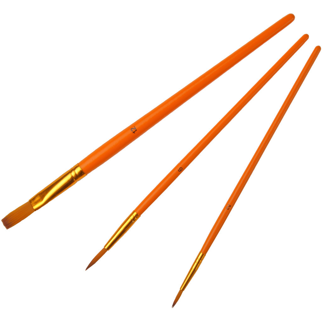 Пензлик для малювання Maxi набір 3 шт синтетичний ворс,пласка (№ 12), круглі (№2, 6) коротка ручка (MX60880) - зображення 2