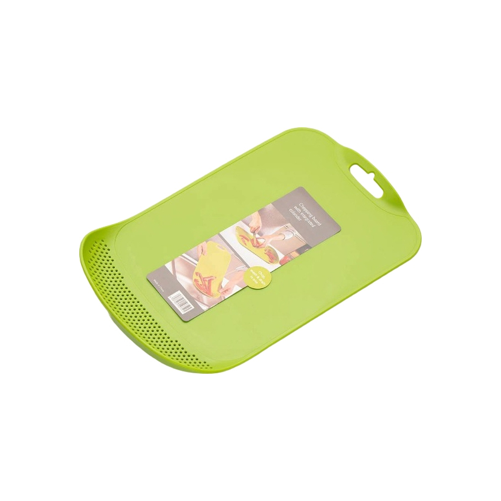 Дошка для нарізання Stenson зі зливом 38.5 х 24 х 0.4 см Зелена (R28934 green) - зображення 1