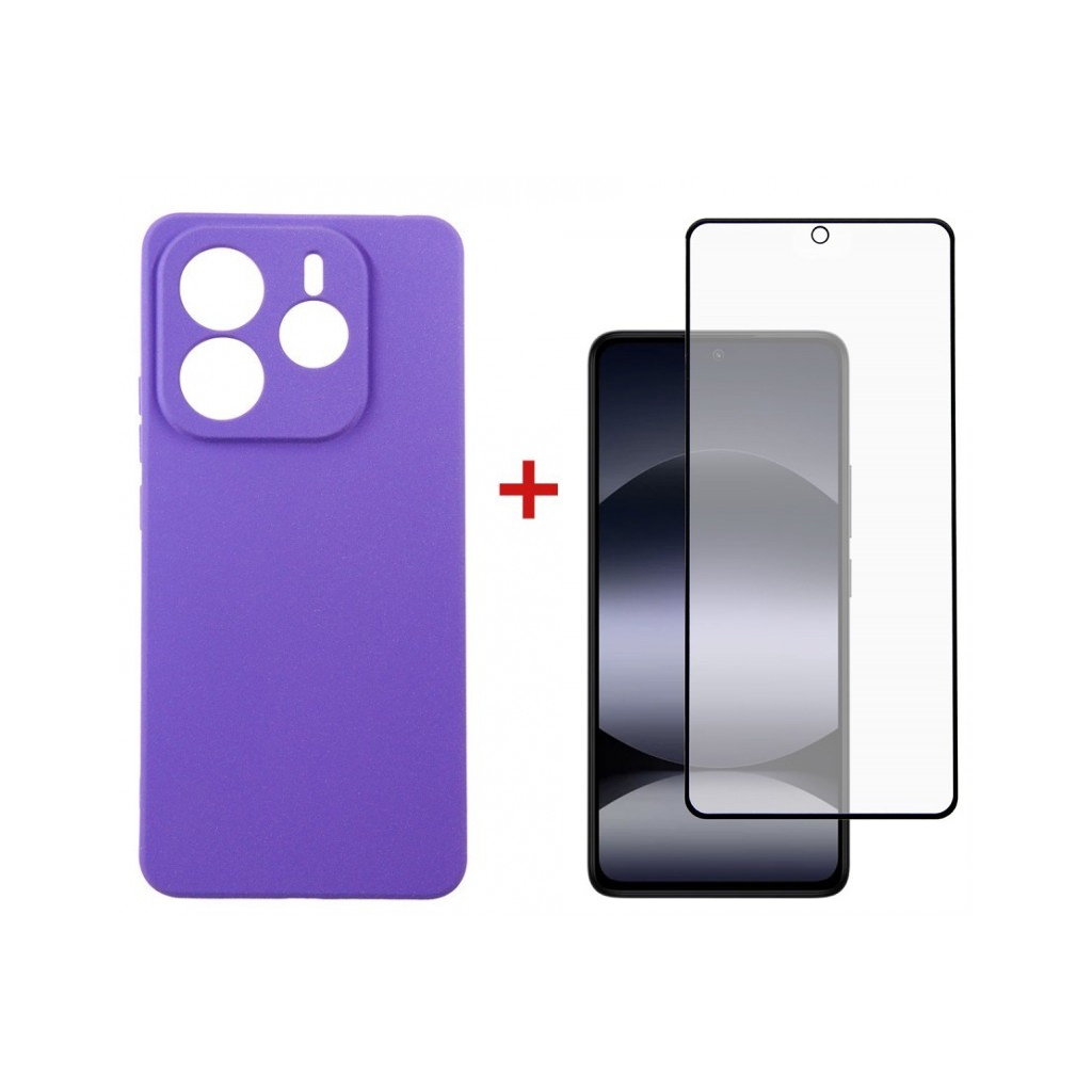 Чохол до мобільного телефона Dengos Kit Xiaomi Redmi Note 14 case Carbon + glass (Purple) (DG-KM-129) - зображення 1