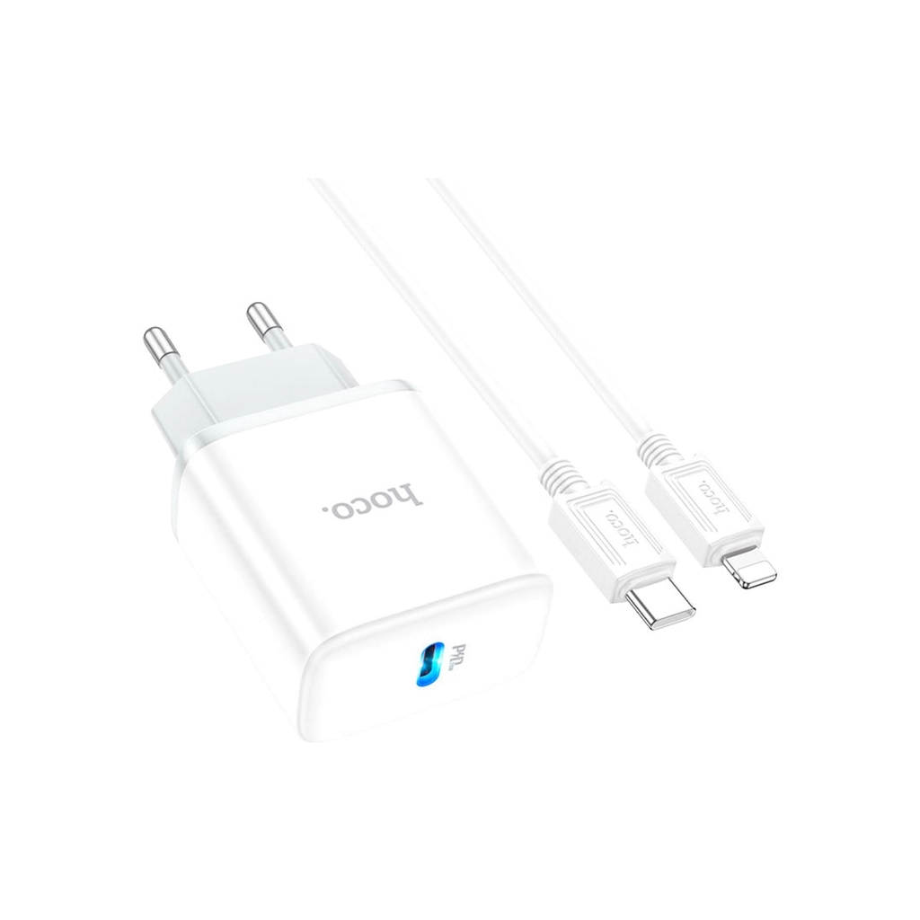 Зарядний пристрій HOCO C104A USB-C PD20W + cable USB-C to Lightning white (6931474782908) - зображення 5