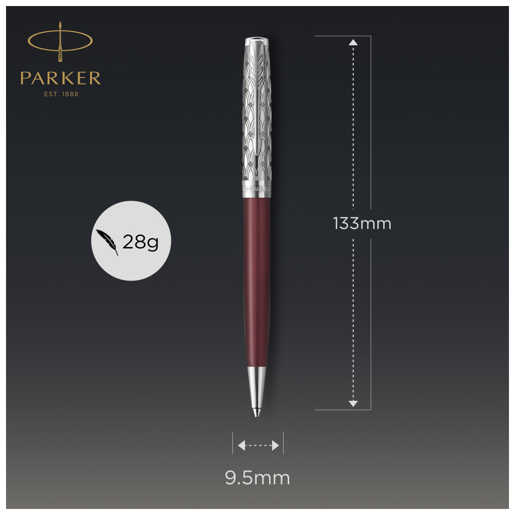 Ручка кулькова Parker SONNET 17 Metal & Red Lacquer CT BP (68 332) - зображення 5