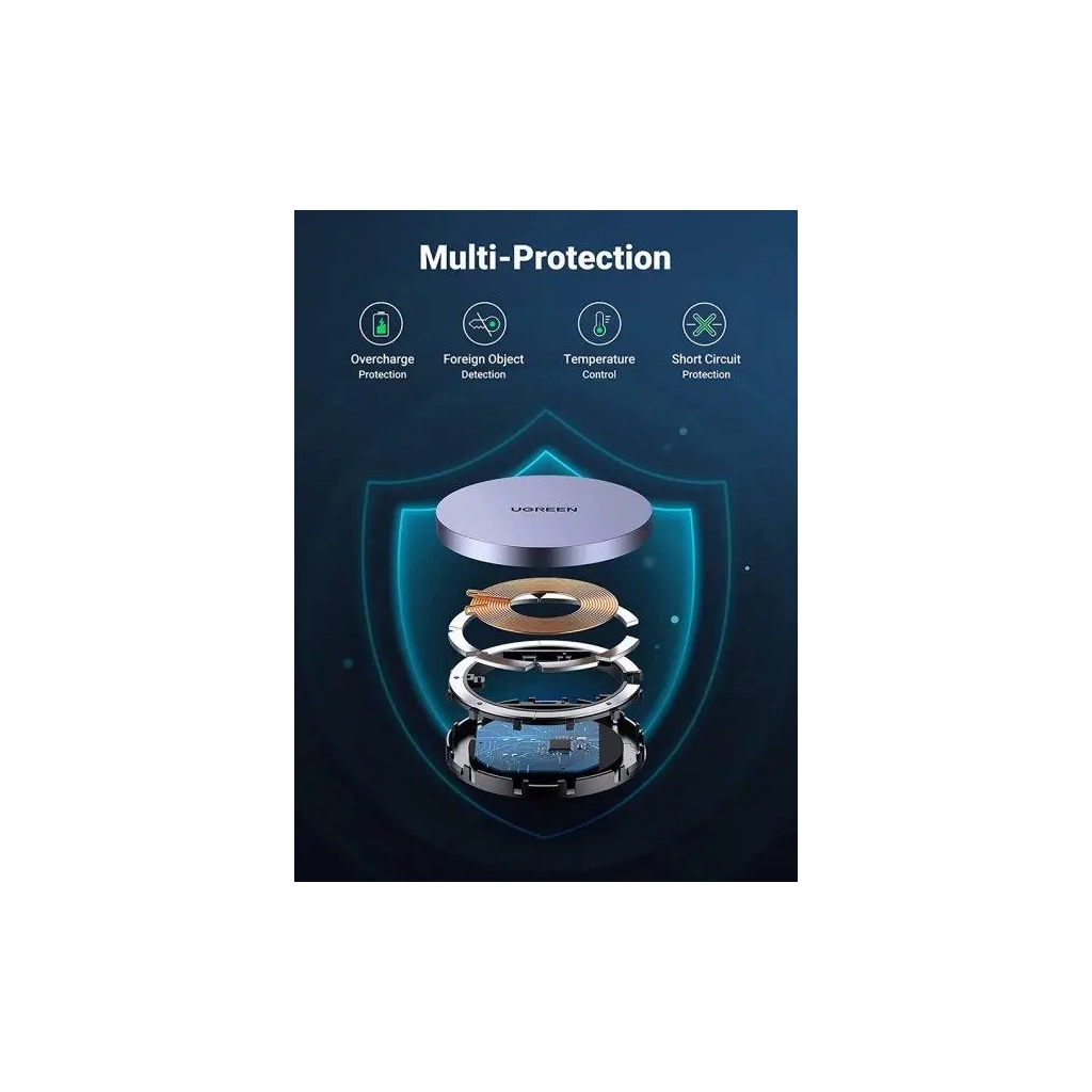 Зарядний пристрій Ugreen Magnetic Wireless Charger 15W CD245 (30233) - зображення 4