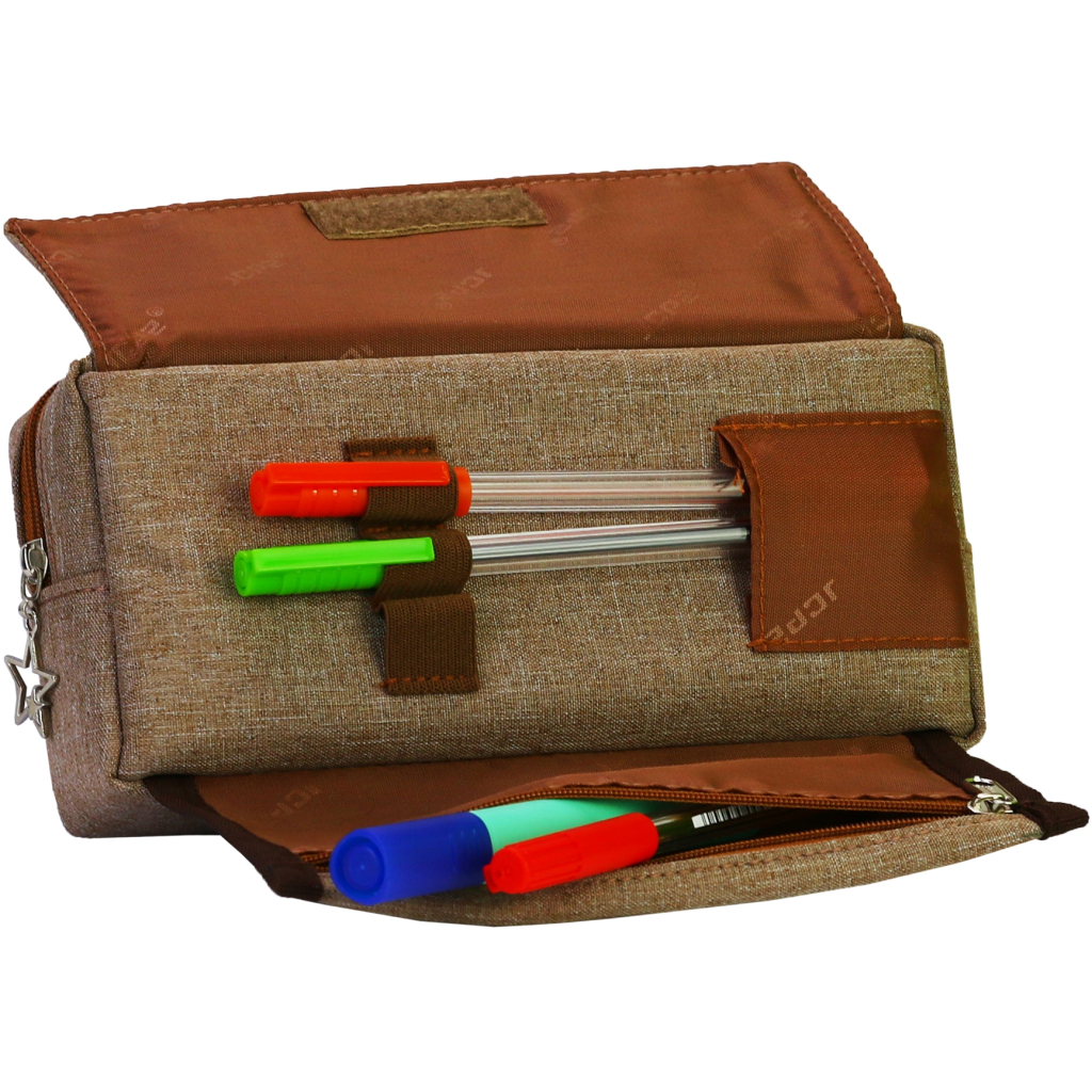 Пенал Cool For School 2 відділення Коричневий (J-2607-brown) - зображення 3