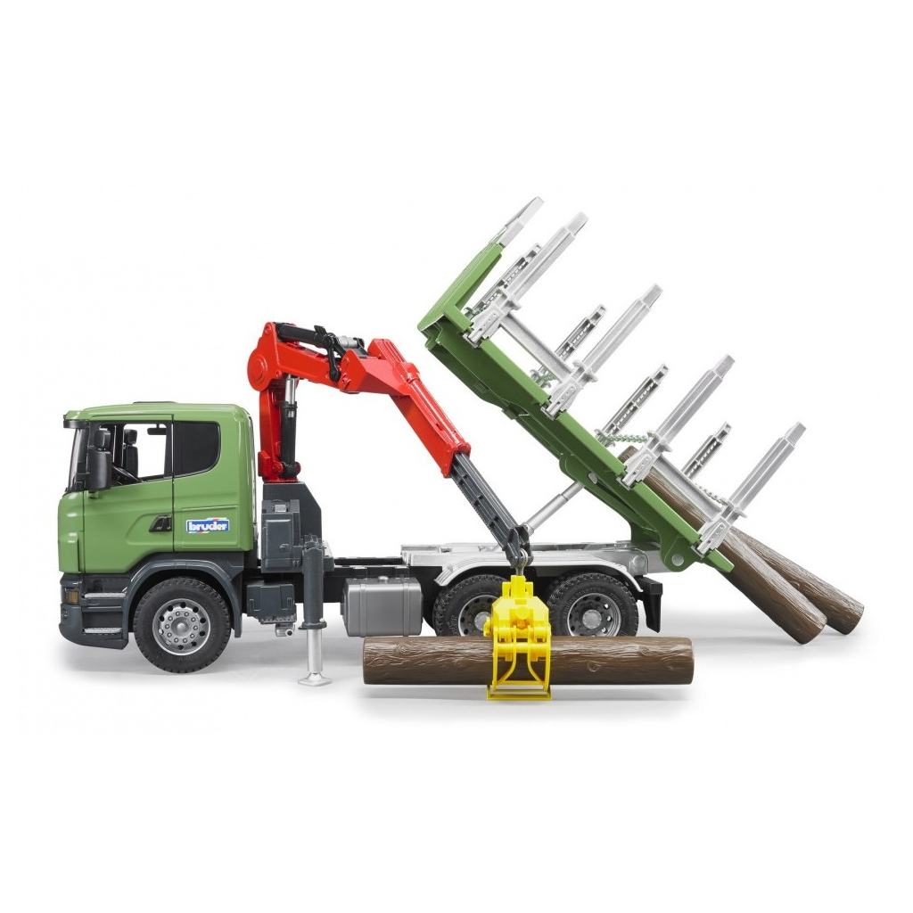 Спецтехніка Bruder лісовоз Scania з краном та колодами 1:16 (03524) - зображення 3