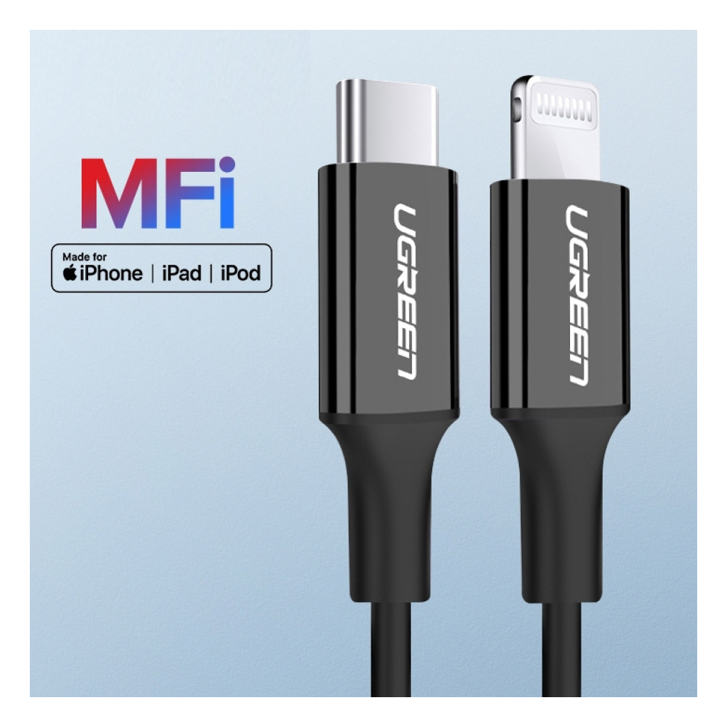 Дата кабель USB-C to Lightning 1.0m US1713A Nickel Plating ABS Shell Black Ugreen (60751) - зображення 2