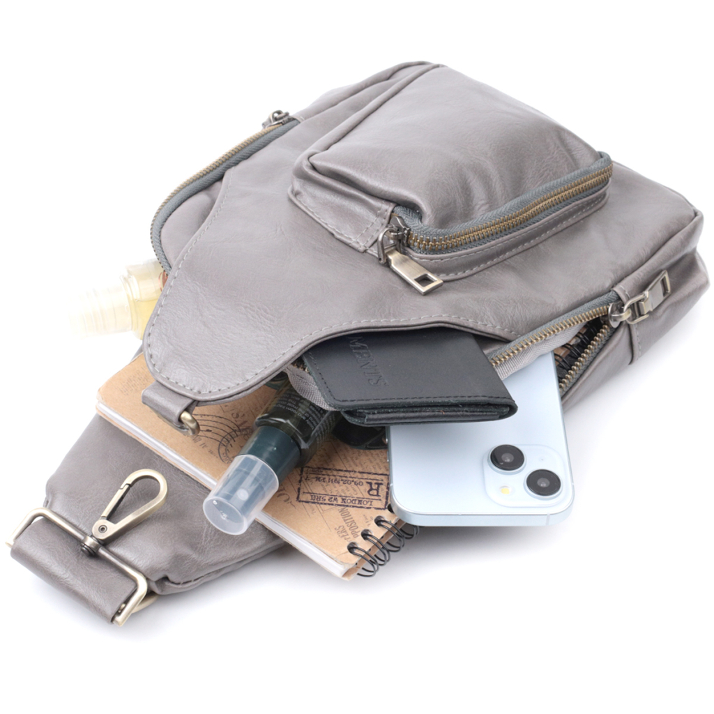 Сумка Vintage З екошкіри Сіра (22777) - зображення 7