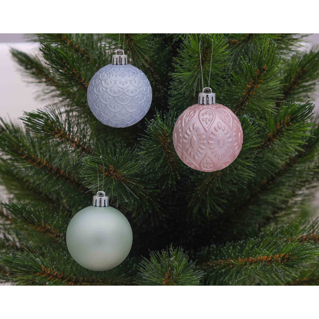 Ялинкова іграшка Chomik кульки з візерунком 9 шт, 6 см, зелений, рожевий, блакитний (5900779840638) - зображення 3