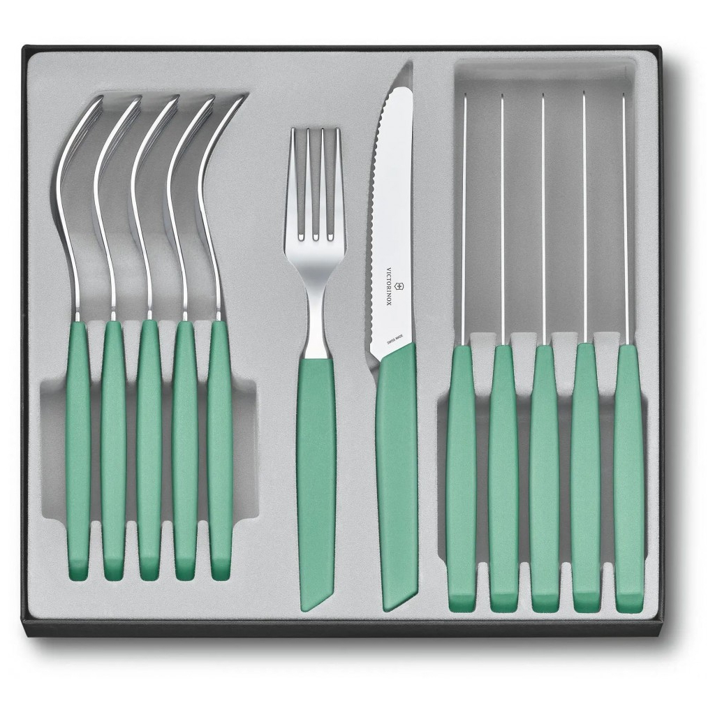 Набір столових приборів Victorinox Swiss Modern Table Set 12 шт Tomato Mint (6.9096.11W41.12) - зображення 1