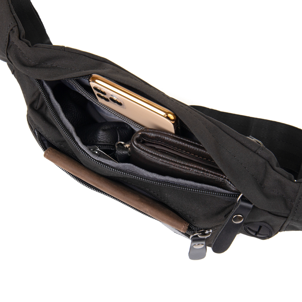 Сумка Vintage Бананка нейлон Чорна (20635) - зображення 6