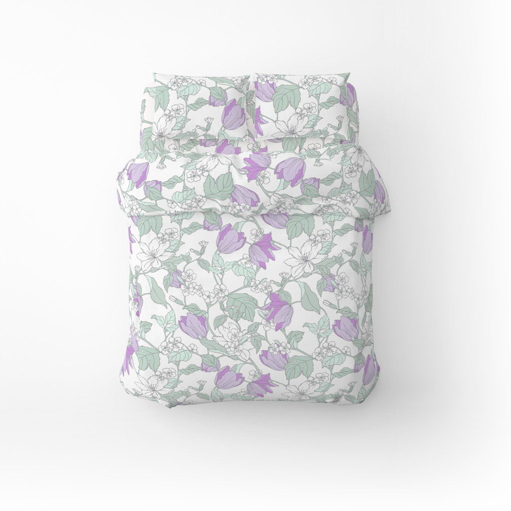 Постільна білизна Home Line Весняний Вечір лілово-ментоловий бязь полуторна (173836) - зображення 1