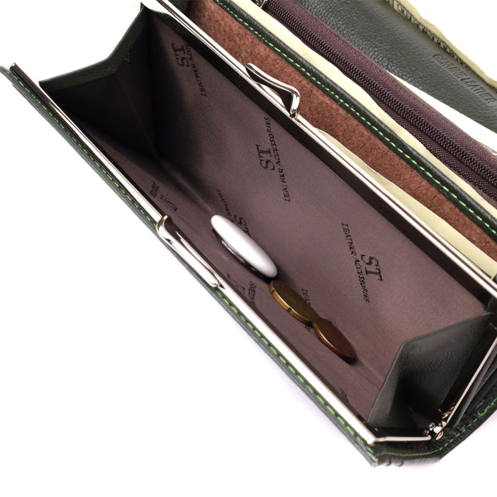 Гаманець ST Leather З натуральної шкіри Зелений (23066) - изображение 9