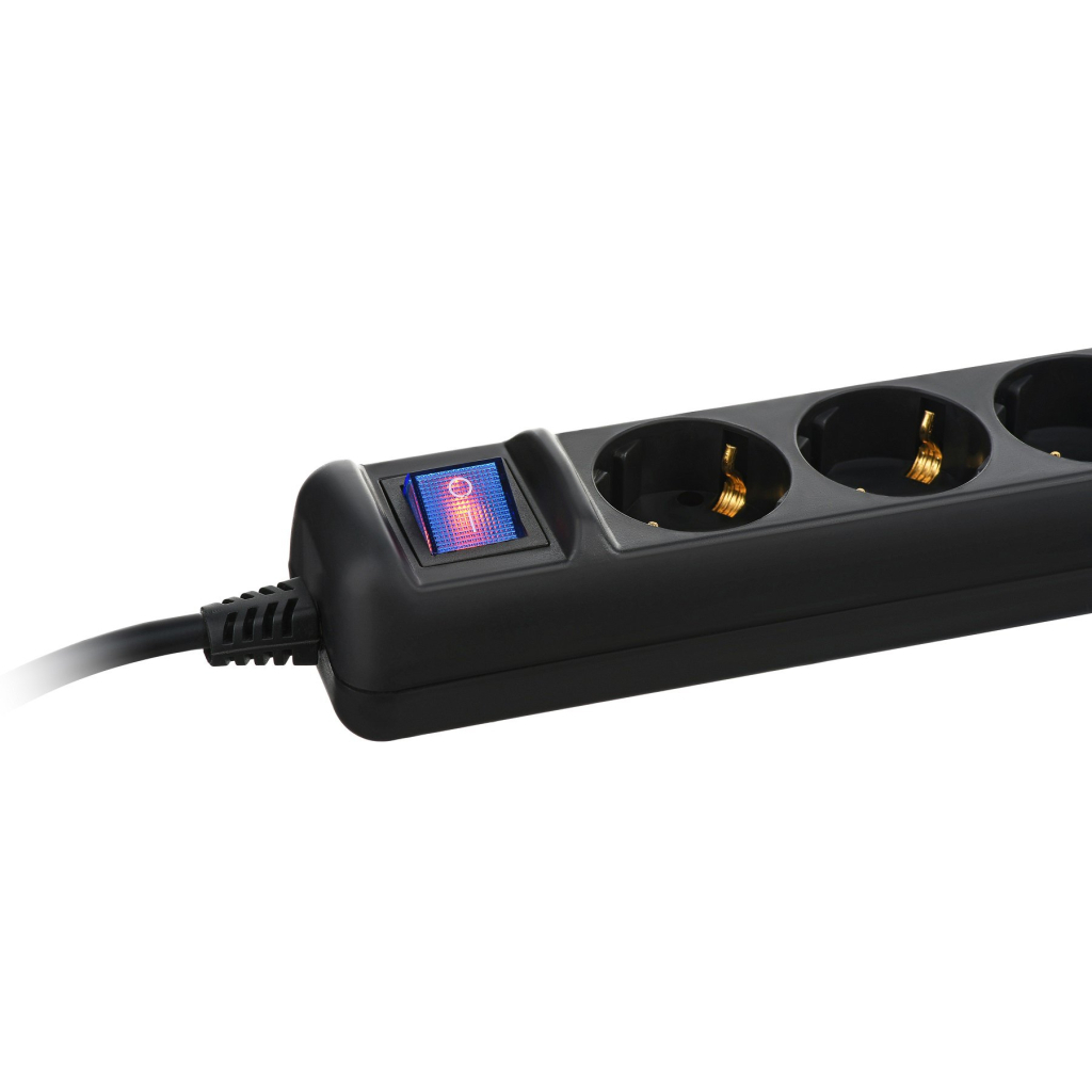 Мережевий подовжувач 2E 5XSchuko з вимикачем, 5м, black (2E-U05ES15M5BK) - зображення 6
