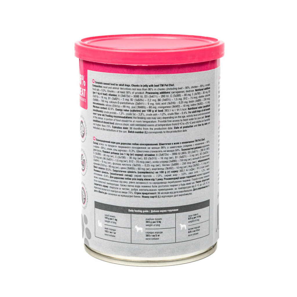 Вологий корм для собак Pet Chef З яловичиною 415 г (4820255193618) - зображення 6
