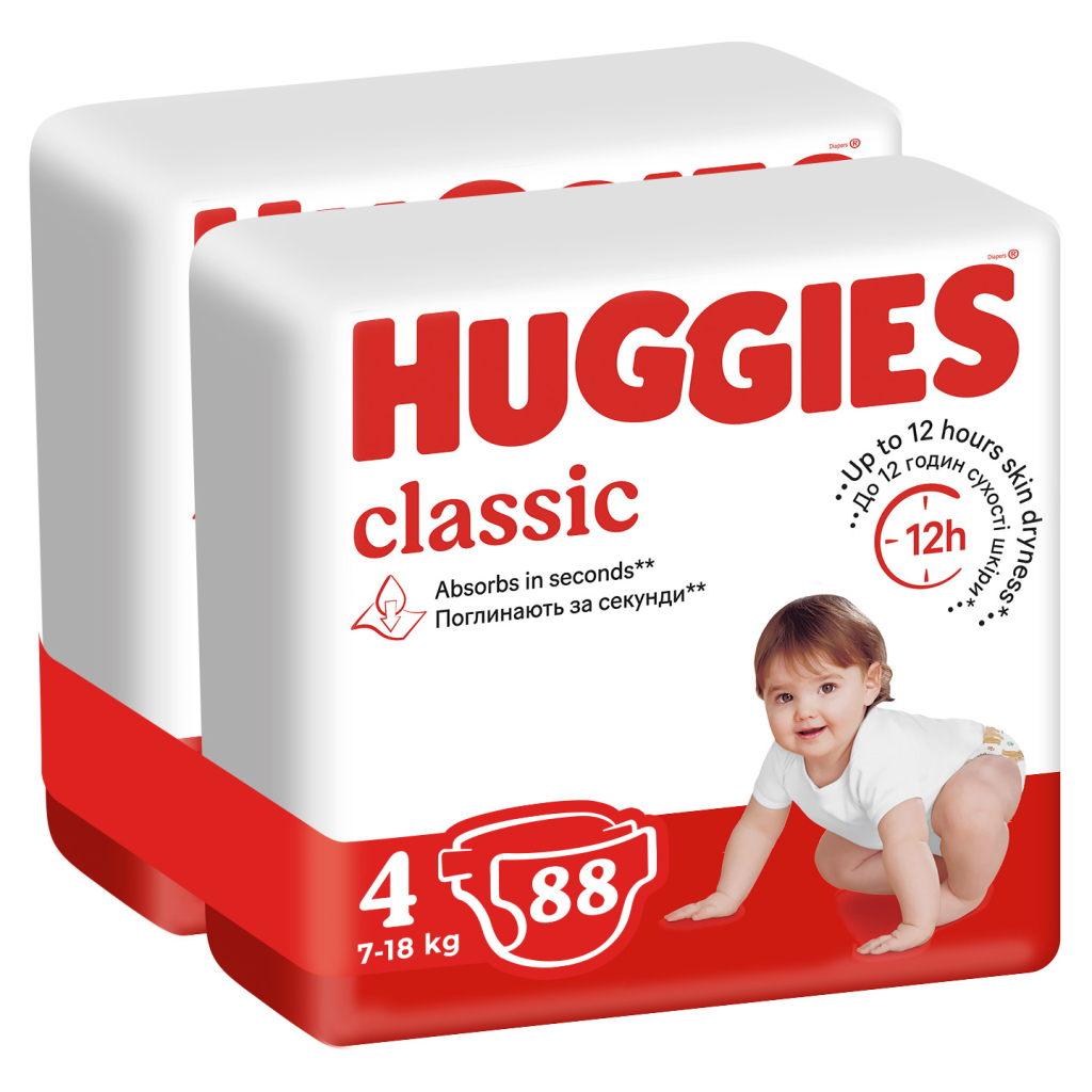 Підгузки Huggies Classic 4 (7-18 кг) J-Pack 88 шт. (2*44) (5029054228975) - зображення 2