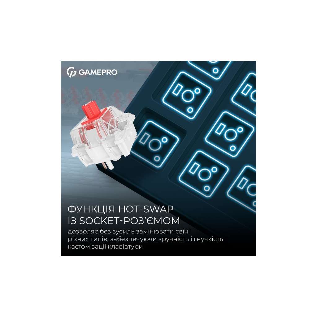 Клавіатура GamePro Asgard Yord Wireless/Bluetooth/USB UA Blue (MK266BL) - зображення 9