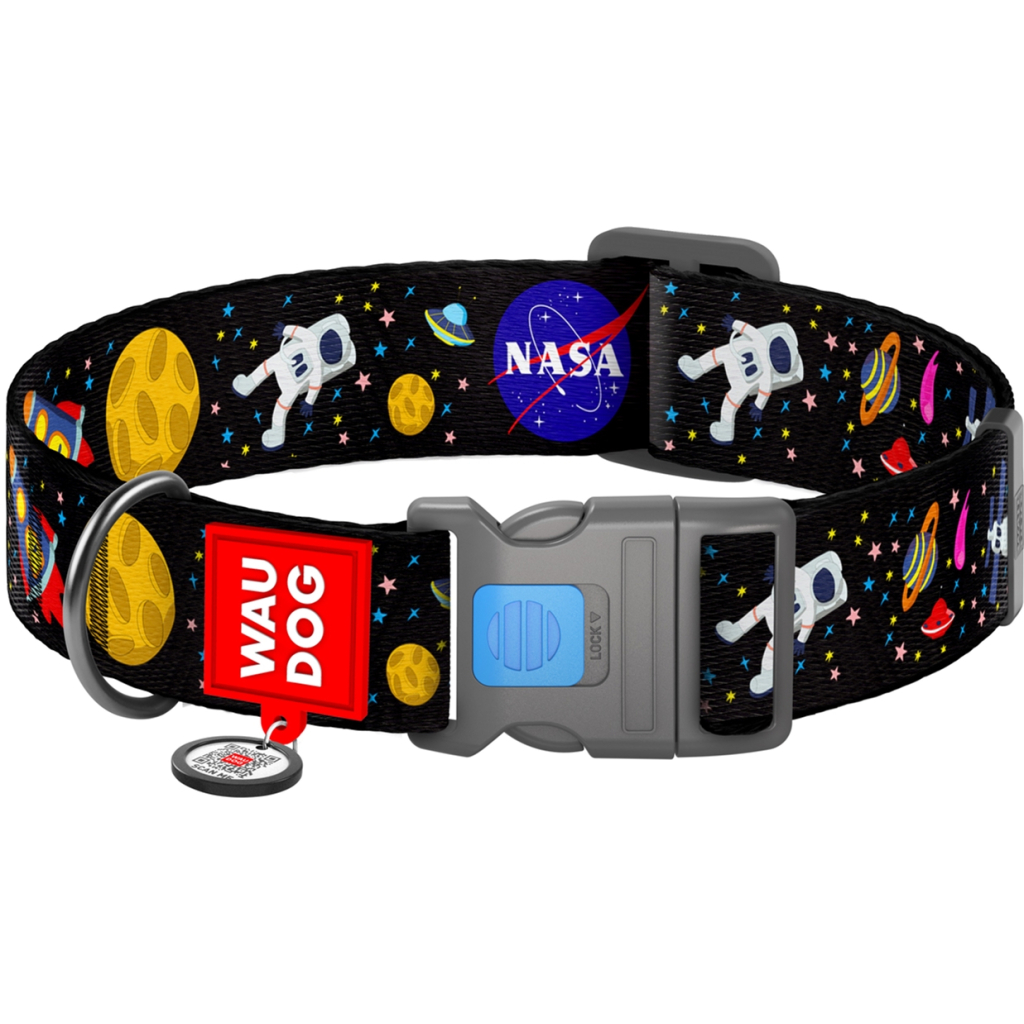 Нашийник для тварин WAUDOG Nylon з QR паспортом NASA пластиковий фастекс M (4749) - зображення 1