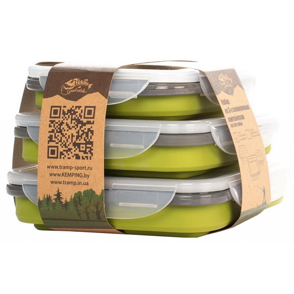 Набір туристичного посуду Tramp з 3х контейнерів силіконових 400/700/1000ml olive (TRC-089-olive) - зображення 3