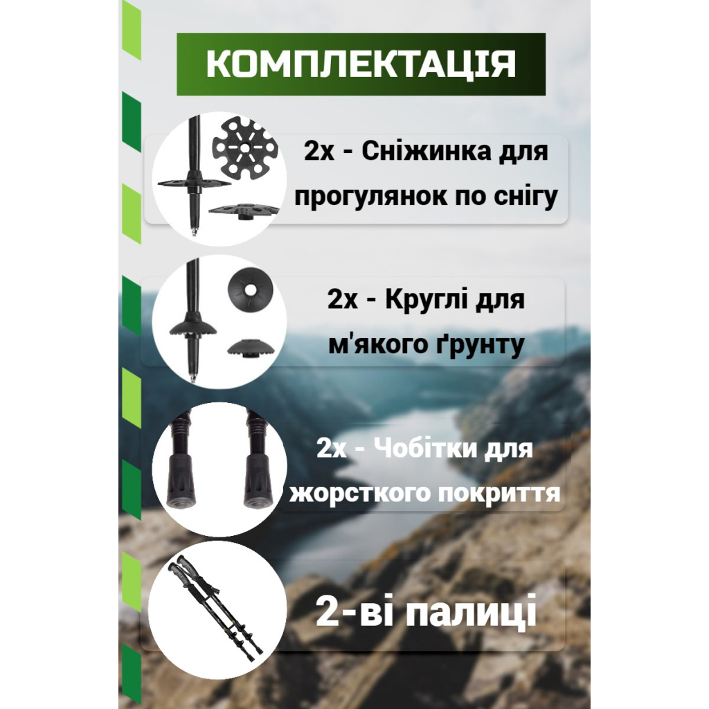 Трекінгові палиці PowerPlay 9106 Fika Black/Red 60-135 см (PP_9106_FIKA_Bl/Red) - изображение 5