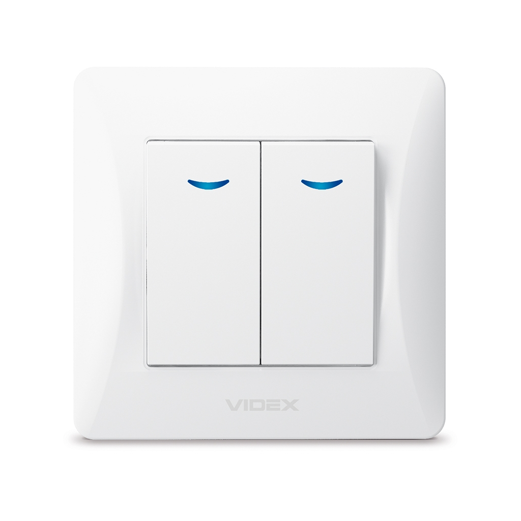 Вимикач Videx BINERA 2кл з підсвічуванням білий (VF-BNSW2L-W) - изображение 2