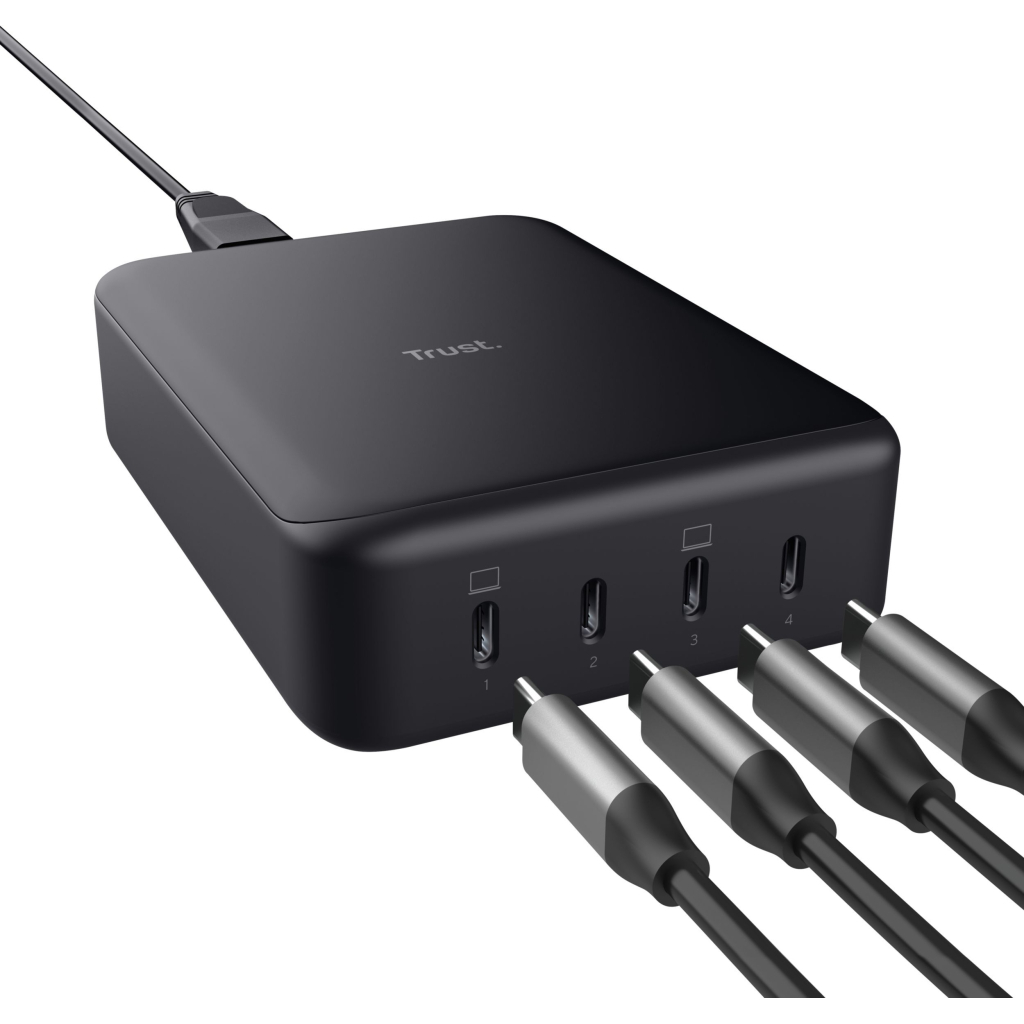 Зарядний пристрій Trust Maxo 4xUSB-C PD240W GaN Black (25413_TRUST) - зображення 5