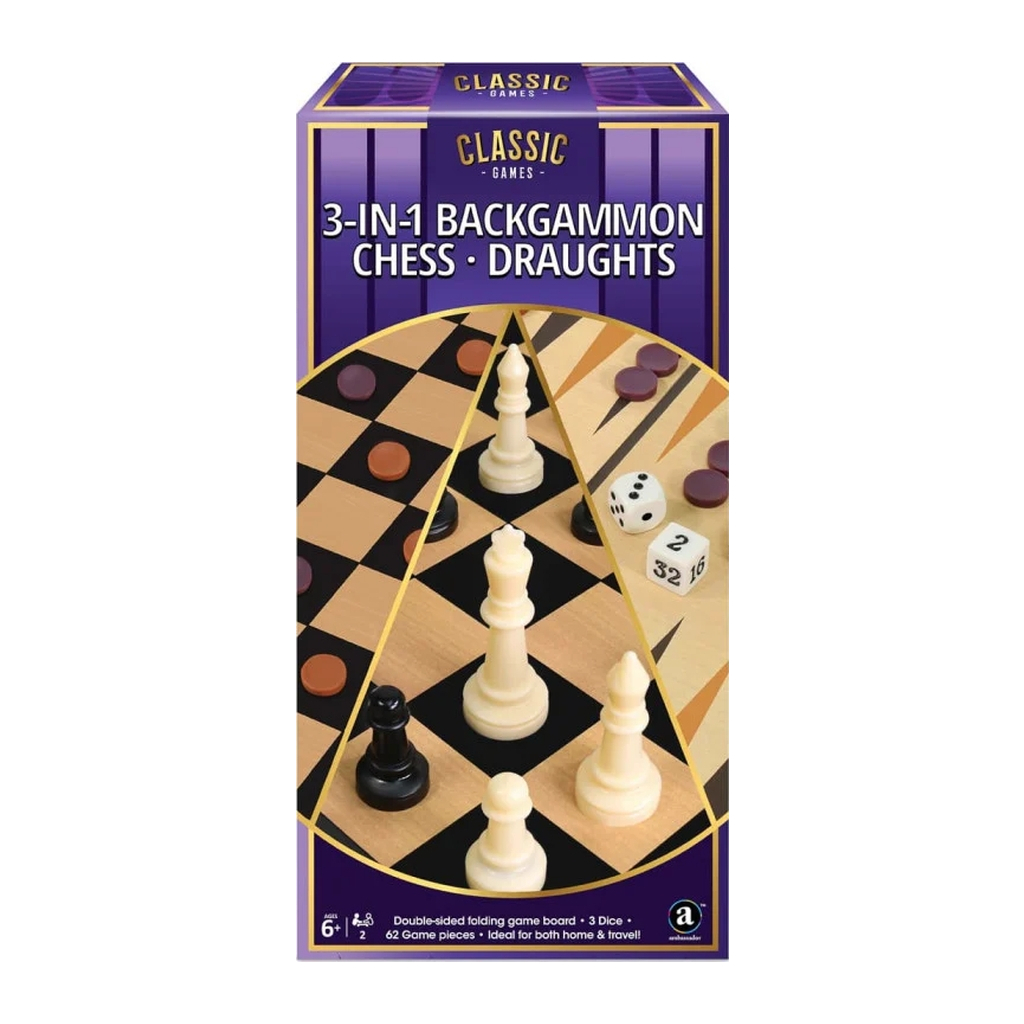 Настільна гра Ambassador Набір 3-in-1 Backgammon Chess Draughts (англ) (6337864) - изображение 1