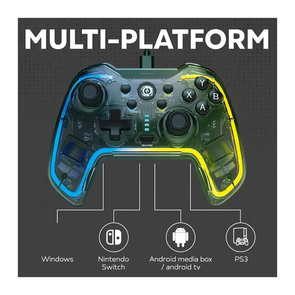 Геймпад Canyon Brighter GP-02 Wired RGB 4in1 PS3/Android BOX-TV/Nintendo Crystal (CND-GP02) - зображення 3