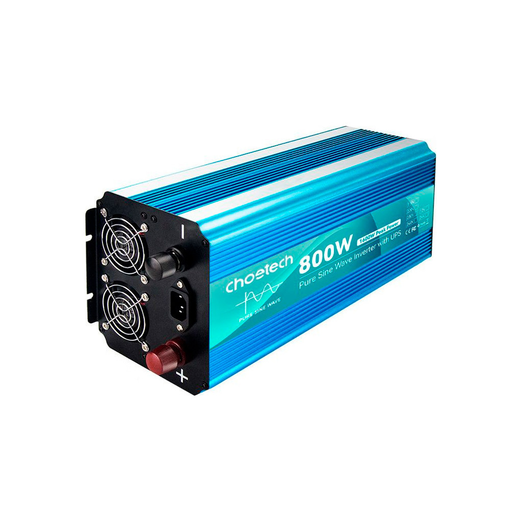 Автомобільний інвертор Choetech 12/220V 800Вт, з функцією ДБЖ, чиста синусоїда (INV-C800WUPS-EU) - зображення 2