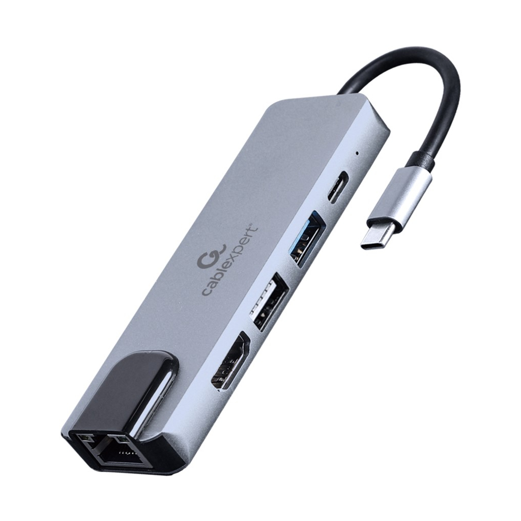 Концентратор Cablexpert USB-C 5-in-1 (hub/HDMI/PD/LAN) (A-CM-COMBO5-04) - зображення 1