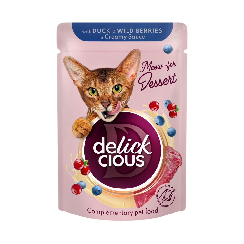 Вологий корм для кішок Delickcious Пластівці з кроликом та тропічними фруктами у вершковому соусі 80 г (4820269141841) - зображення 1