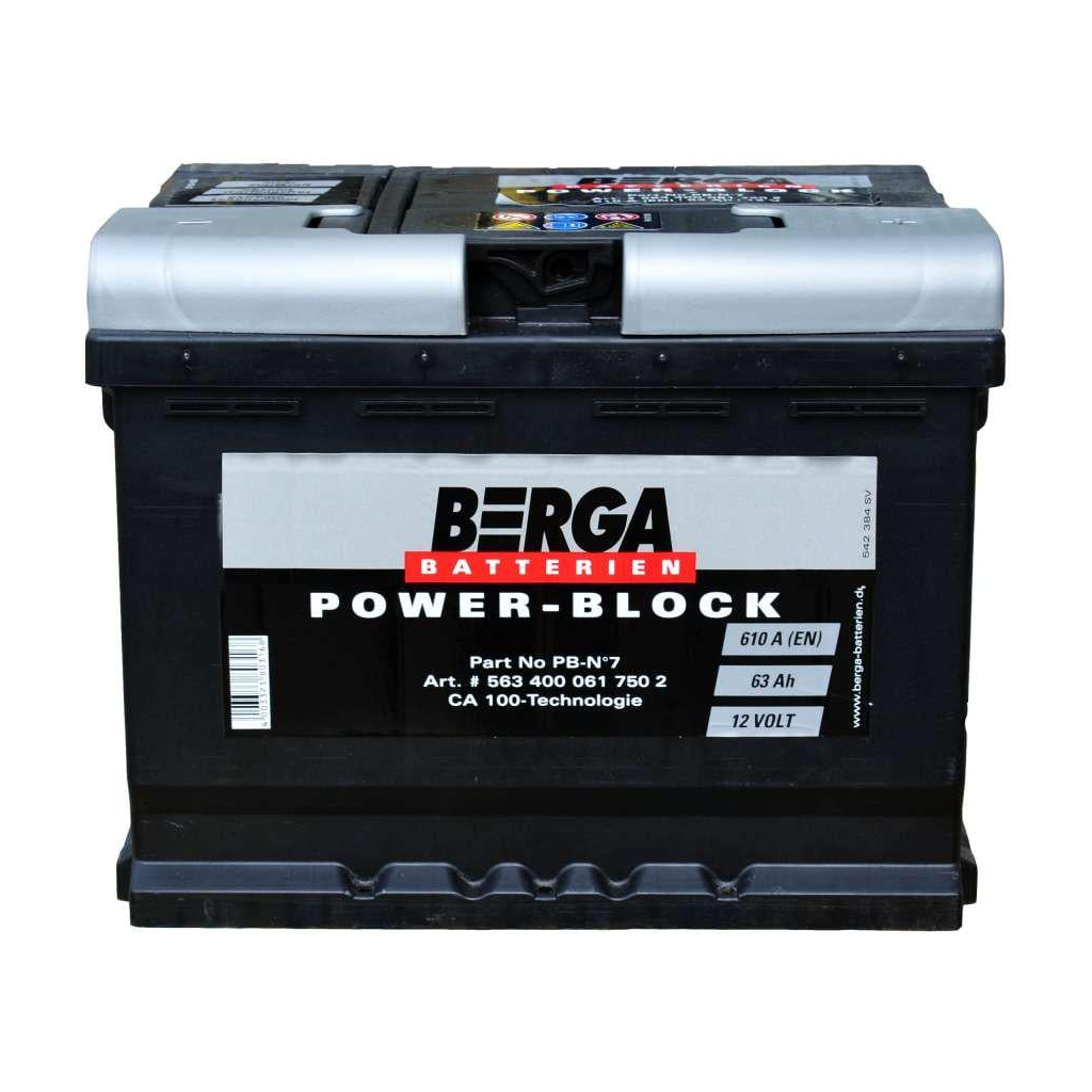 Акумулятор автомобільний Berga Power Block 63Ah Ев (-/+) (610EN) (5634000617502) - зображення 1