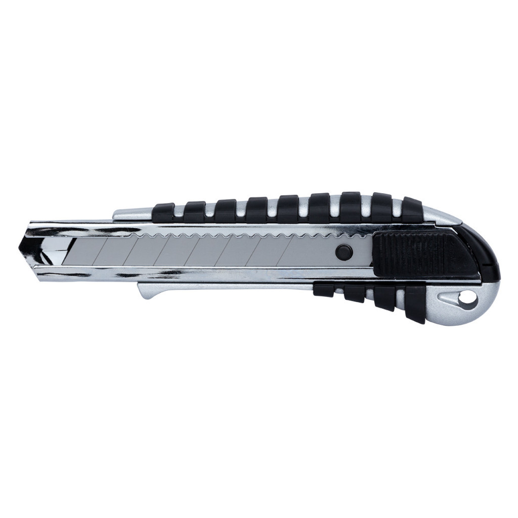 Ніж монтажний Sigma корпус метал/гума, лезо 18мм, автоматичний замок (8211041) - зображення 1