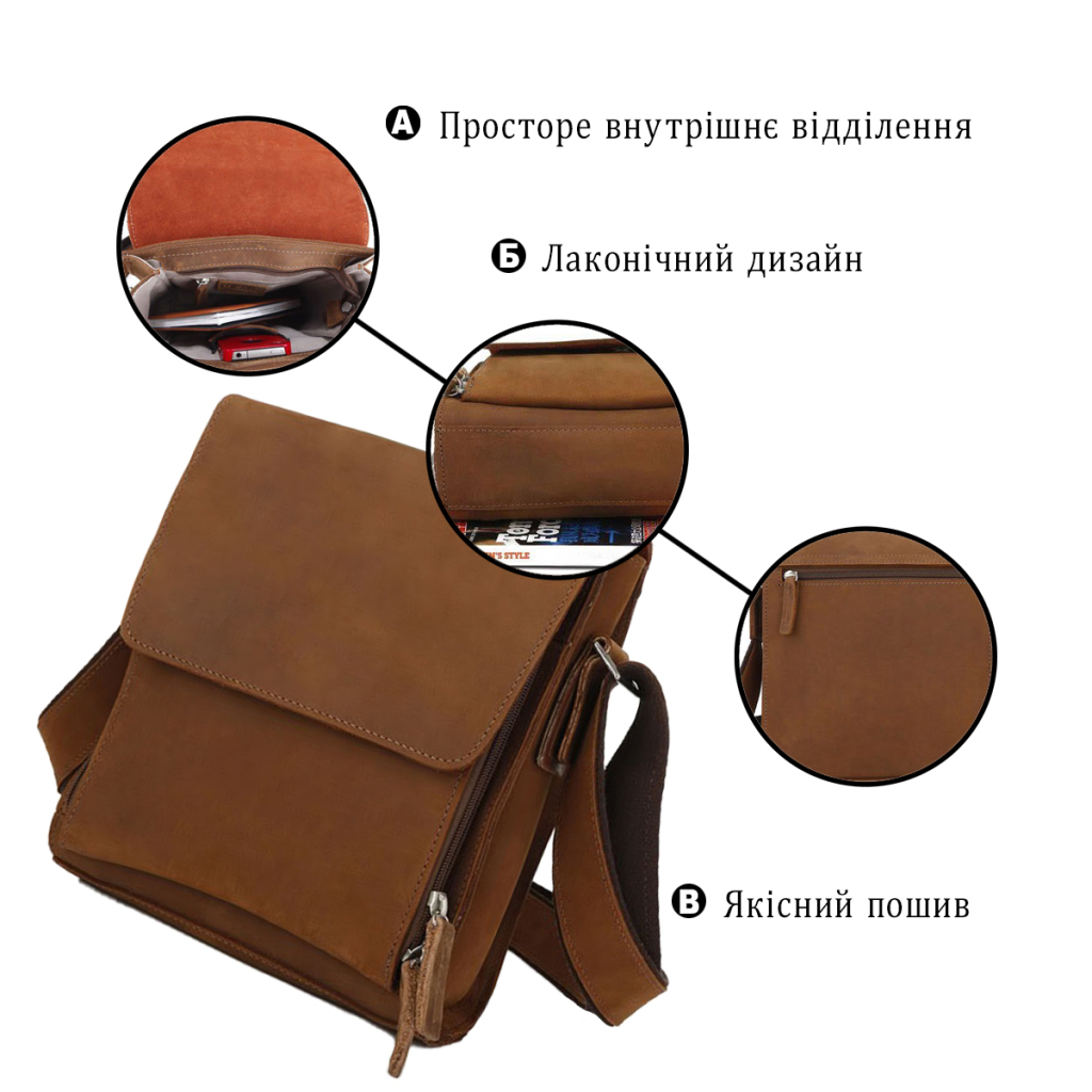 Сумка Vintage З вінтажної шкіри Коричнева (14159) - зображення 4