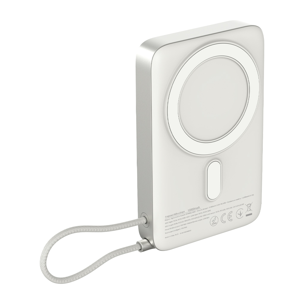 Батарея універсальна Sigma X-power SI10A8QL-MAG silver 10000mAh, Magnetic wireless 15W, charge iWatch, PD+QC, 22,5W max (4827798161012) - изображение 3