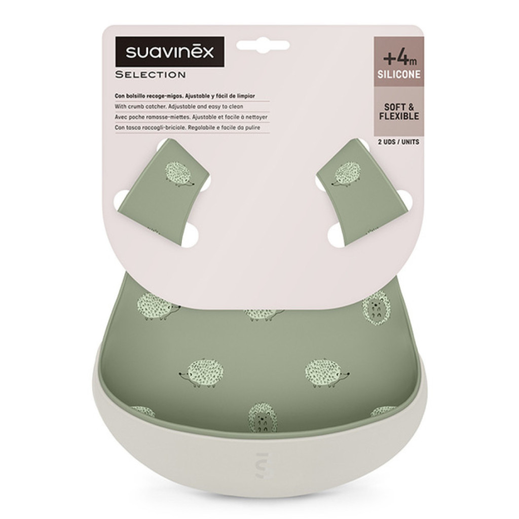 Нагрудничок Suavinex Colour Essence, силіконових, сіро-зелений (401517) - изображение 2