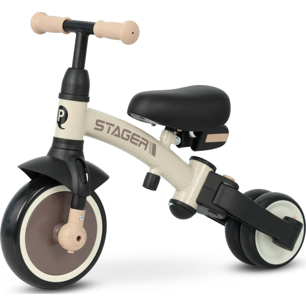 Дитячий велосипед QPlay Stager 3 в 1 з ручкою, біговел, Beige-Brown (T80STAGERBeigeBrown) - изображение 3