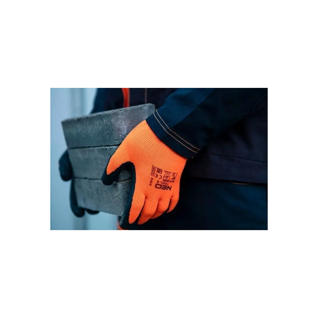 Захисні рукавиці Neo Tools латексне покриття, поліестер, р.10, помаранчево чорні (97-612-10) - изображение 2