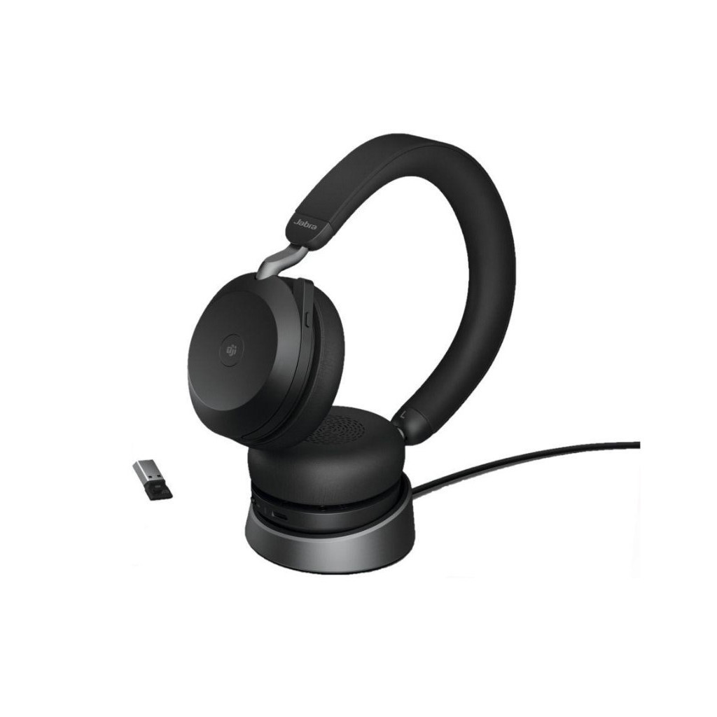 Навушники Jabra Evolve 2 75 MS Stereo USB-A + База Black (27599-999-989) - зображення 1