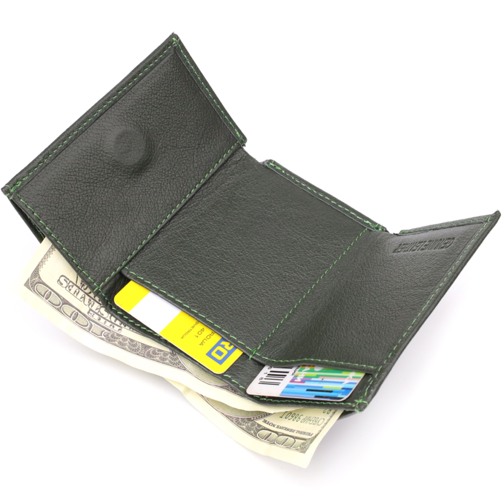Гаманець ST Leather З натуральної шкіри Зелений (23083) - зображення 7