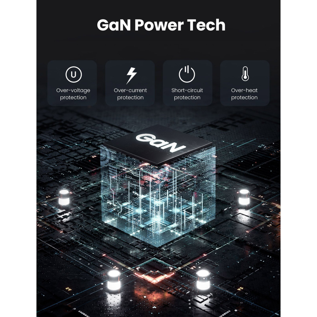 Зарядний пристрій Ugreen 4xUSB 100W GAN (USB-A+3*USB-C) Tech Fast Charger CD226 Grey (90575) - зображення 4