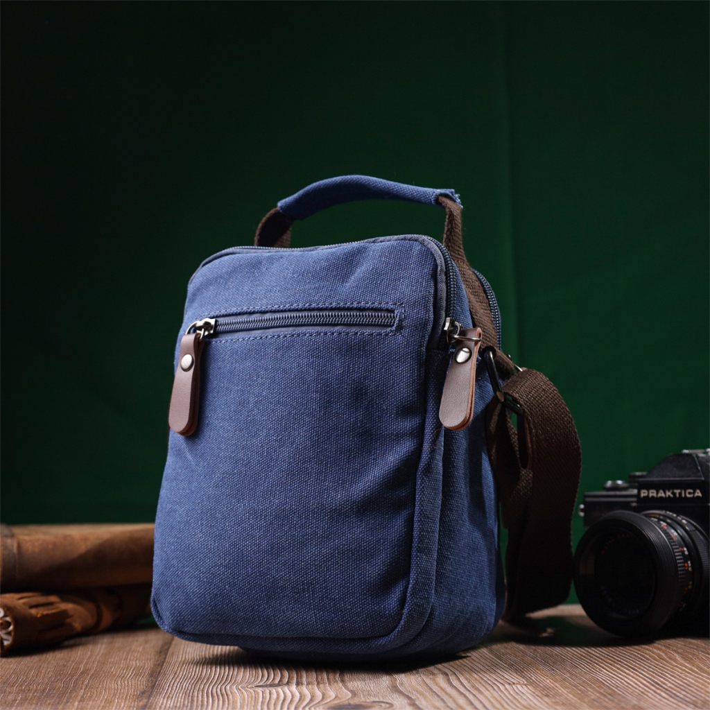 Сумка Vintage Невелика чоловіча з текстилю Синя (22221) - зображення 10