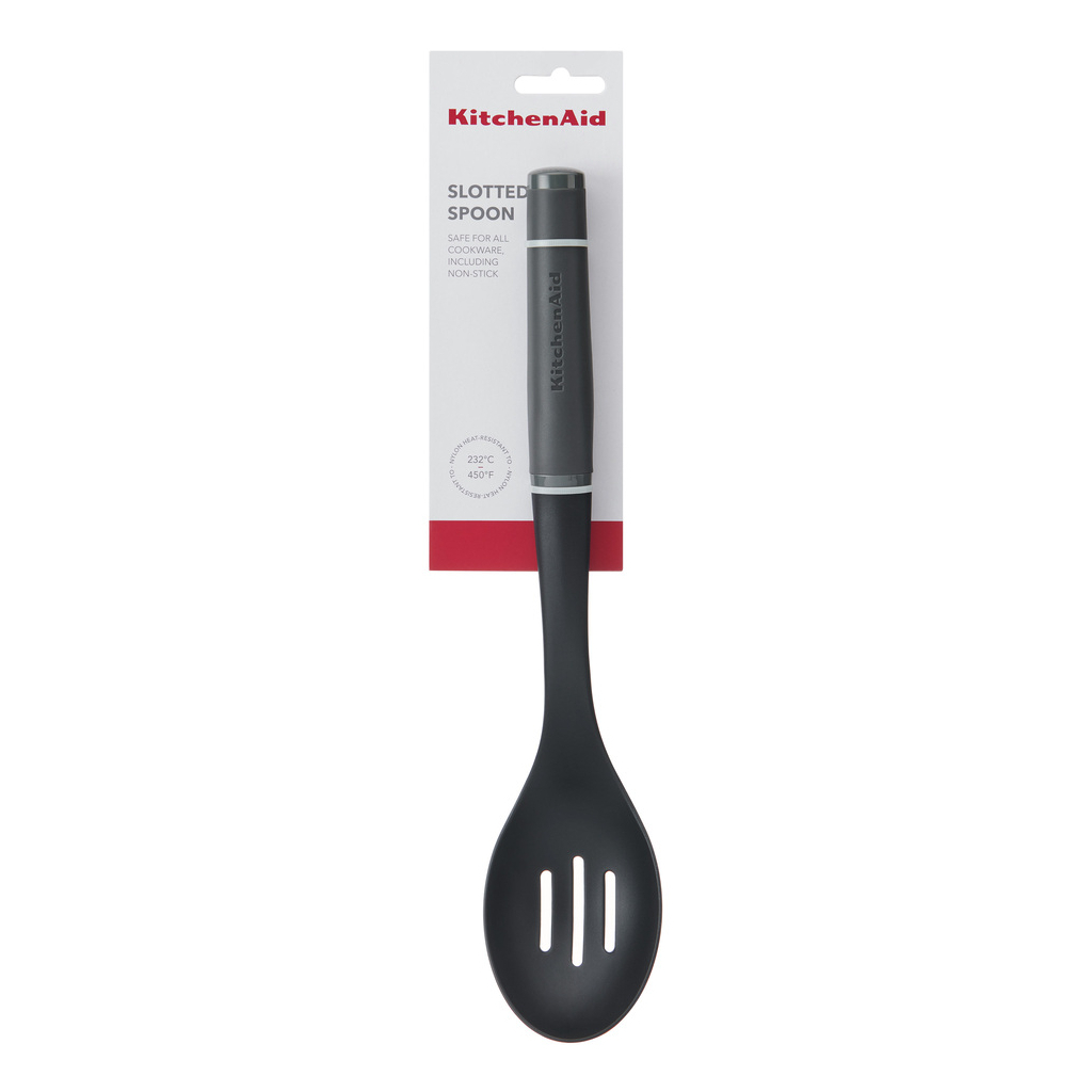 Ложка кухарська KitchenAid Coreline для сервіровки з прорізами, 33,8 см, сіра (KAS004OHCGG) - зображення 3