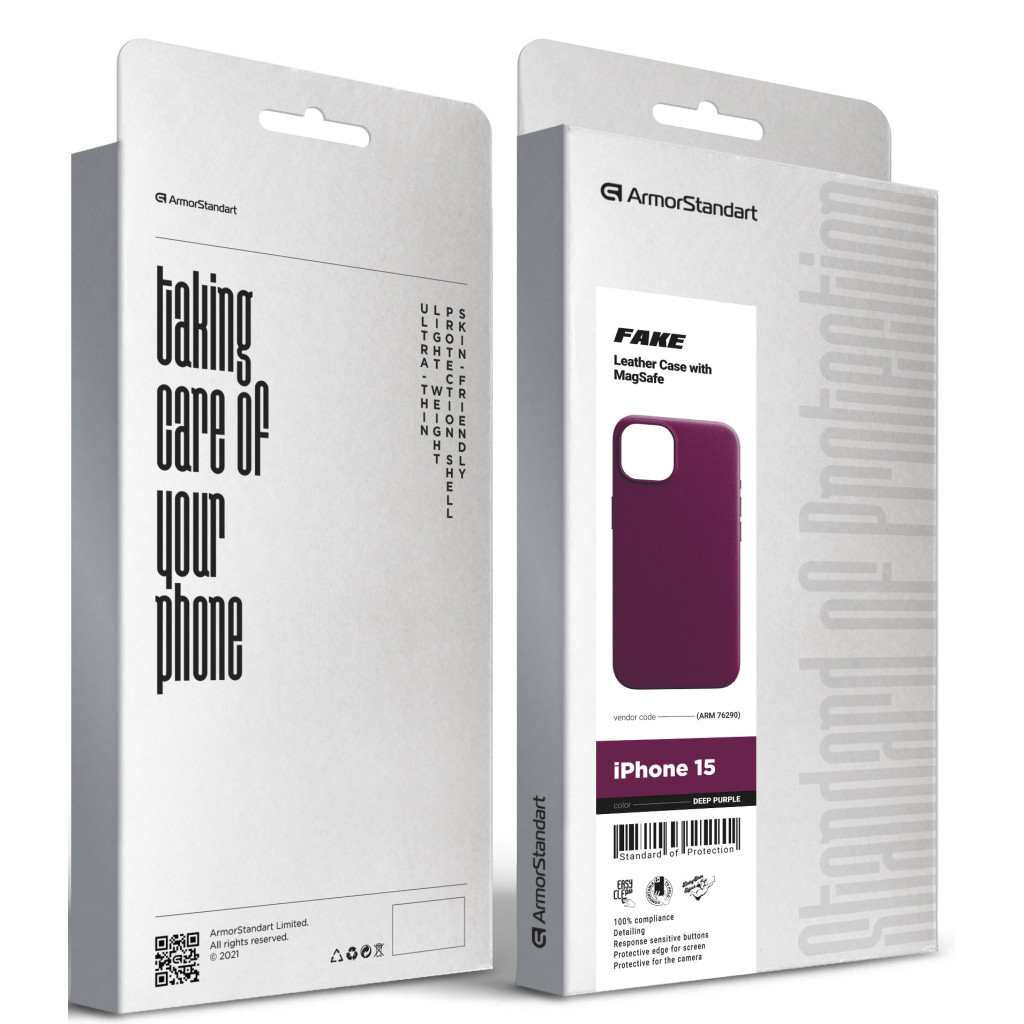 Чохол до мобільного телефона Armorstandart FAKE Leather Case Apple iPhone 15 Deep Purple (ARM76290) - зображення 5